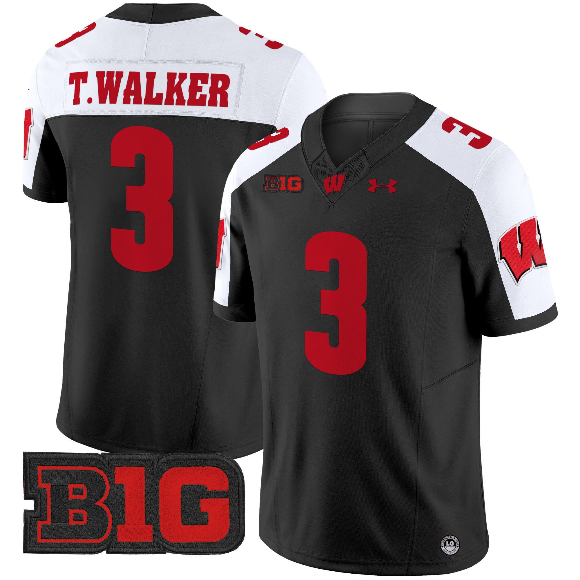 Men Wisconsin Badgers #3 T.Walker Black 2024 Vapor Limited NCAA Jersey->ncaa teams->NCAA Jersey